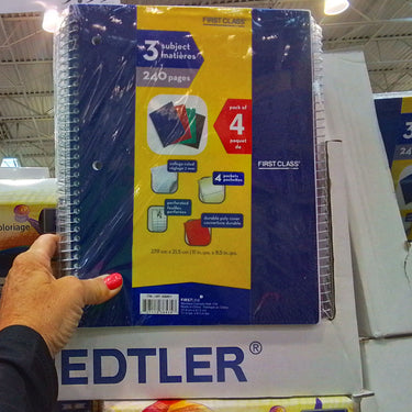 Image of First Class 3 Subject Notebook Pack of 4 - 1 x 1 Kilos